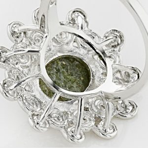 12x10mm Oval Connemara Marble Silver Newgrange Swirl Design Ring